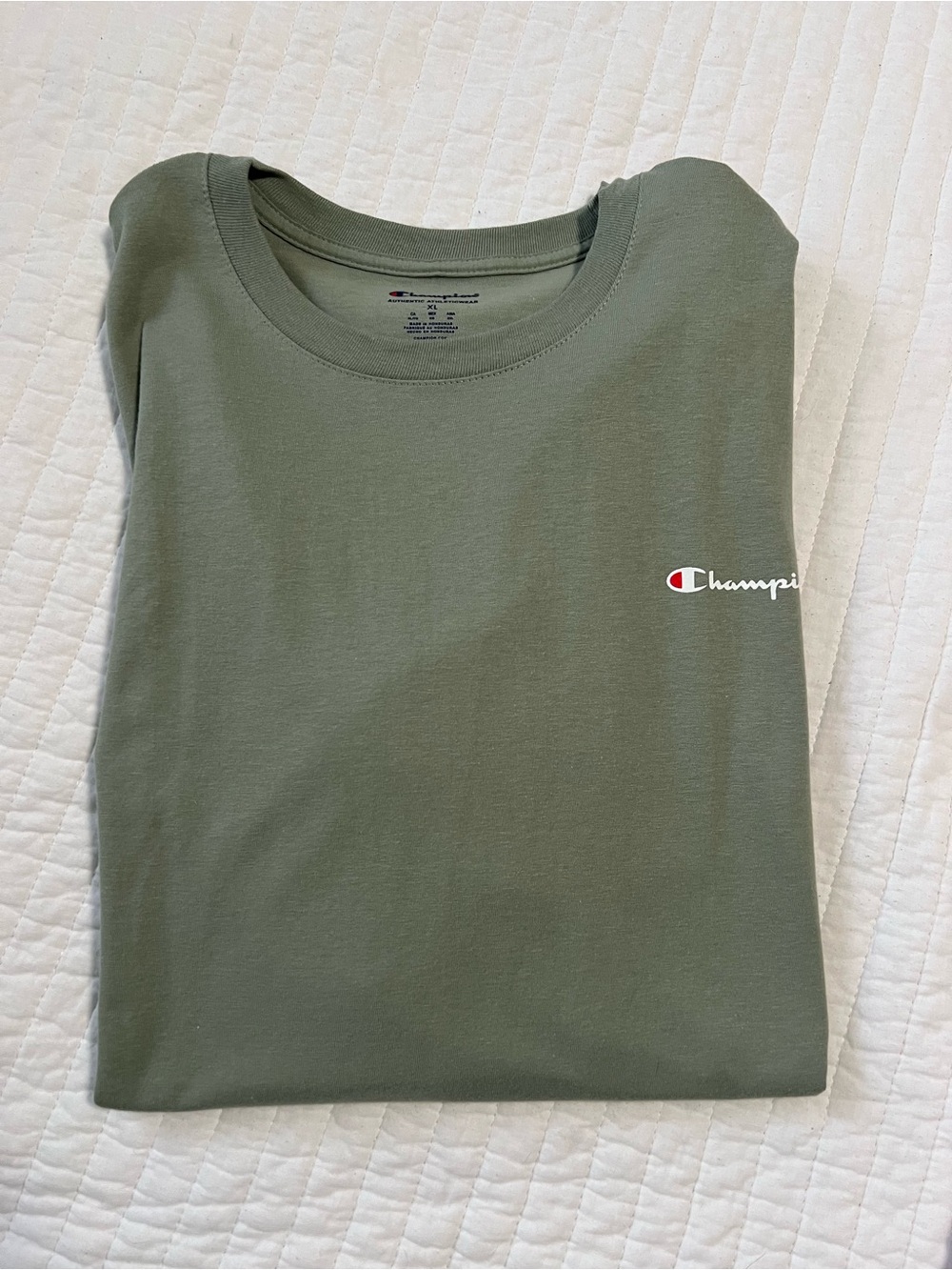 Champion Olive Green Short Sleeve Crewneck Tee with Chest Logo